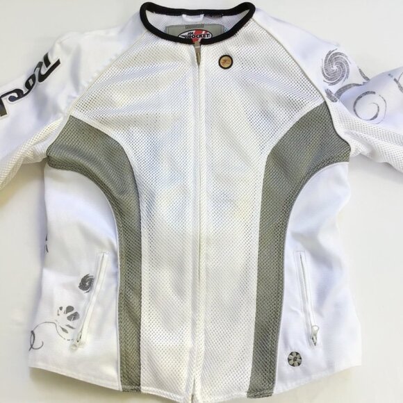 Joe Rocket Womens Cleo Motorcycle Jacket Size L White Silver Mesh Padded Armored - Picture 2 of 16